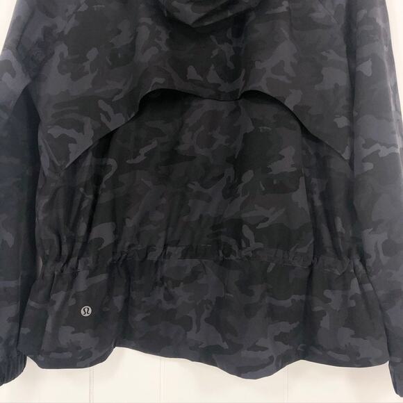 Lululemon Pack It Up Jacket Camo Zip Front Lightweight Size 10 Black Grey W4AVRS - Picture 7 of 16